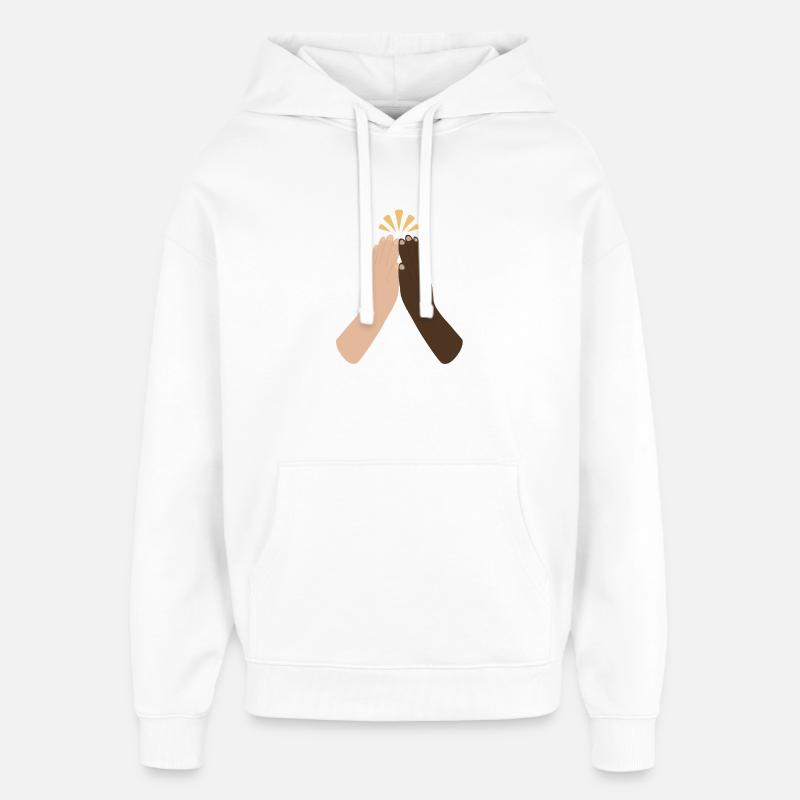 Diverse Hands Clap Unity - Oversized Unisex Hoodie by Stanley/Stella - white