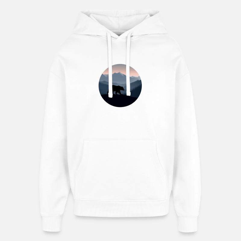 ours, logo ours, paysage - Sweat à capuche unisexe Stanley/Stella Oversized - blanc