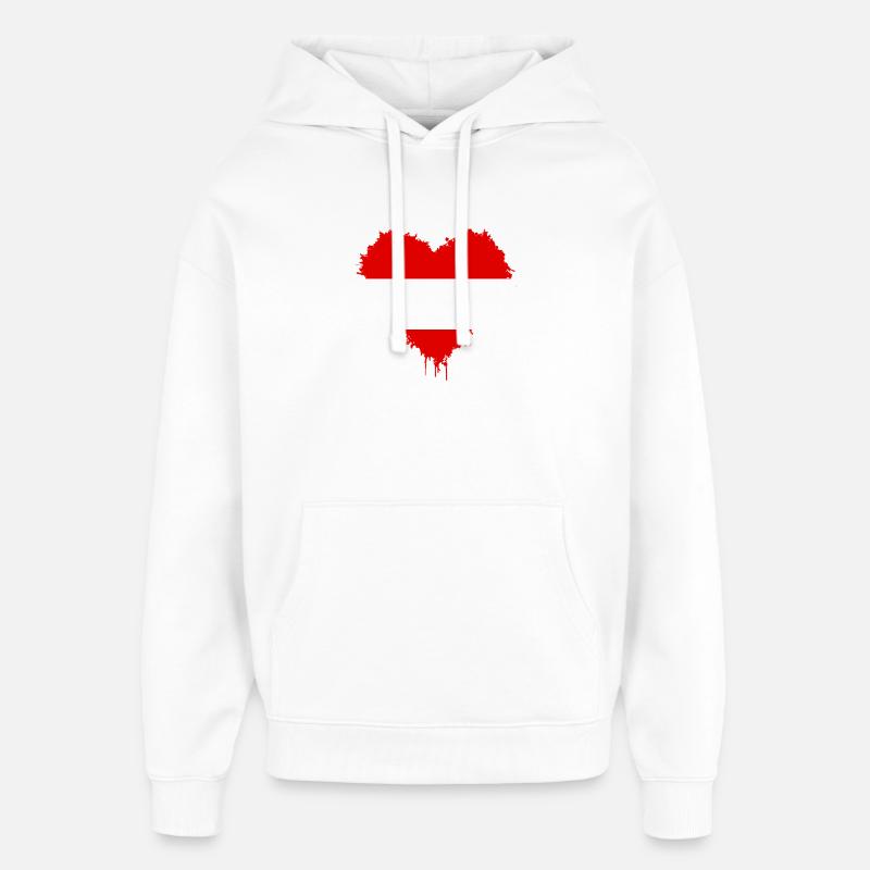 Drapeau d’Autriche Cœur Autriche Cœur Autriche - Sweat à capuche unisexe Stanley/Stella Oversized - blanc
