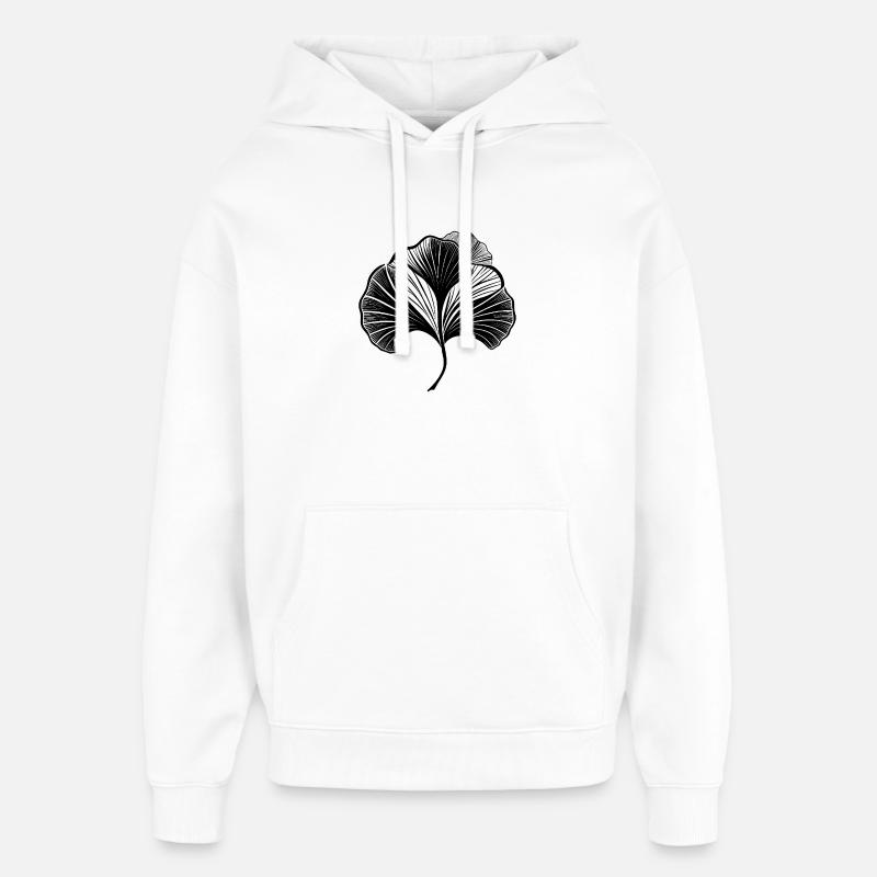 Feuille de ginkgo - Sweat à capuche unisexe Stanley/Stella Oversized - blanc