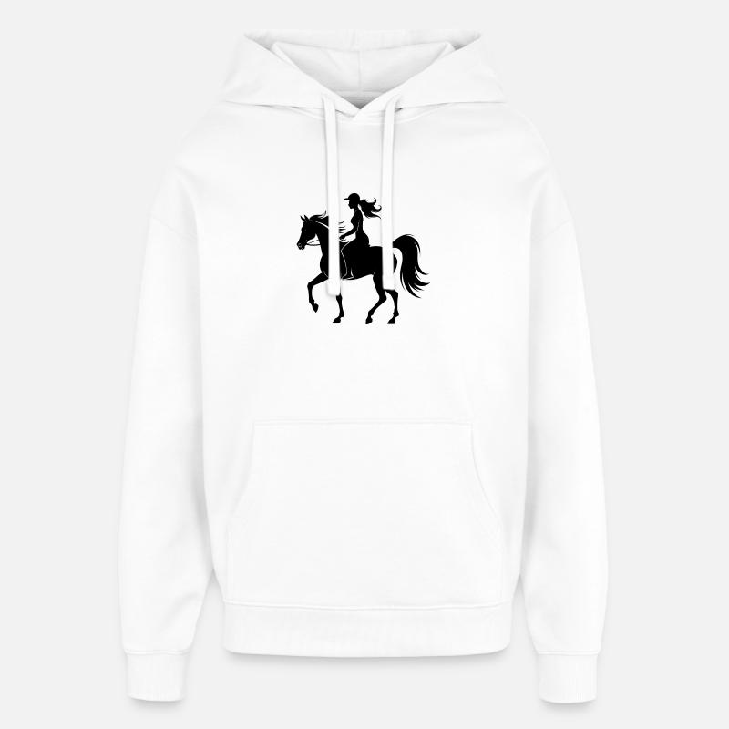 Cheval équestre - Sweat à capuche unisexe Stanley/Stella Oversized - blanc