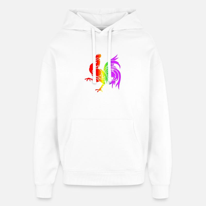 Bunter Regenbogenhahn - Oversized Unisex Hoodie von Stanley/Stella - Weiß