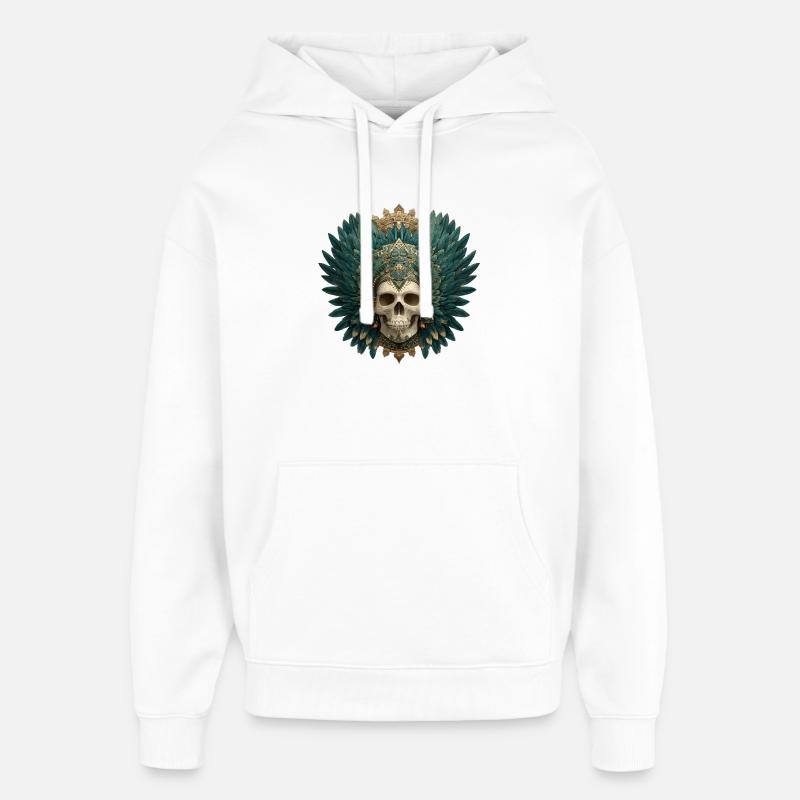 Crâne de Quetzal Calavera - Sweat à capuche unisexe Stanley/Stella Oversized - blanc