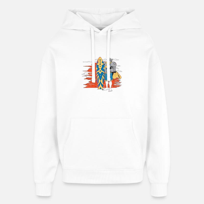 Surfer Knight in the Setting Sun - Oversized Unisex Hoodie by Stanley/Stella - white