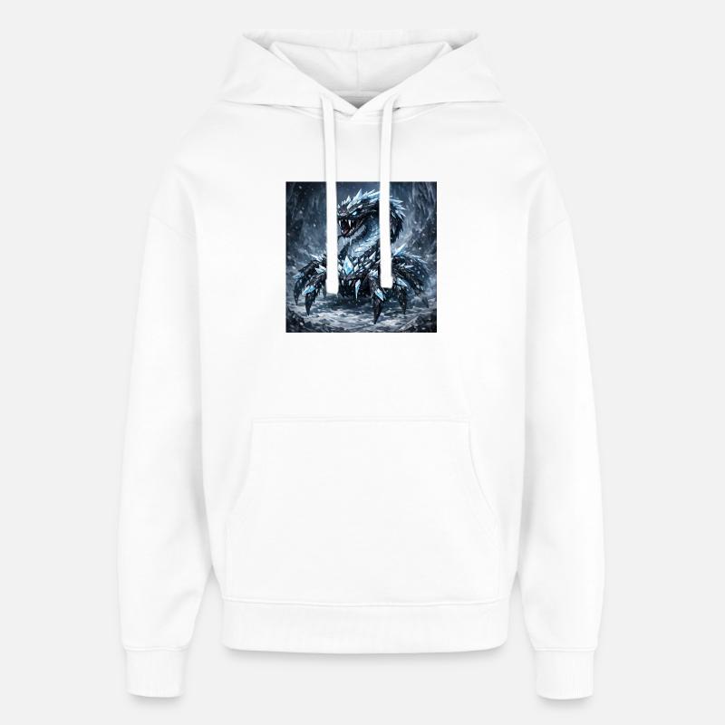 Kristalldrache im Eissturm - Oversized Unisex Hoodie by Stanley/Stella - white