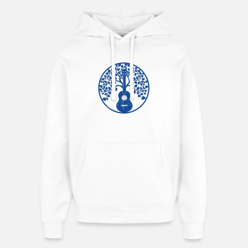 Ukulele tree mandala blue - Oversized Unisex Hoodie by Stanley/Stella - white