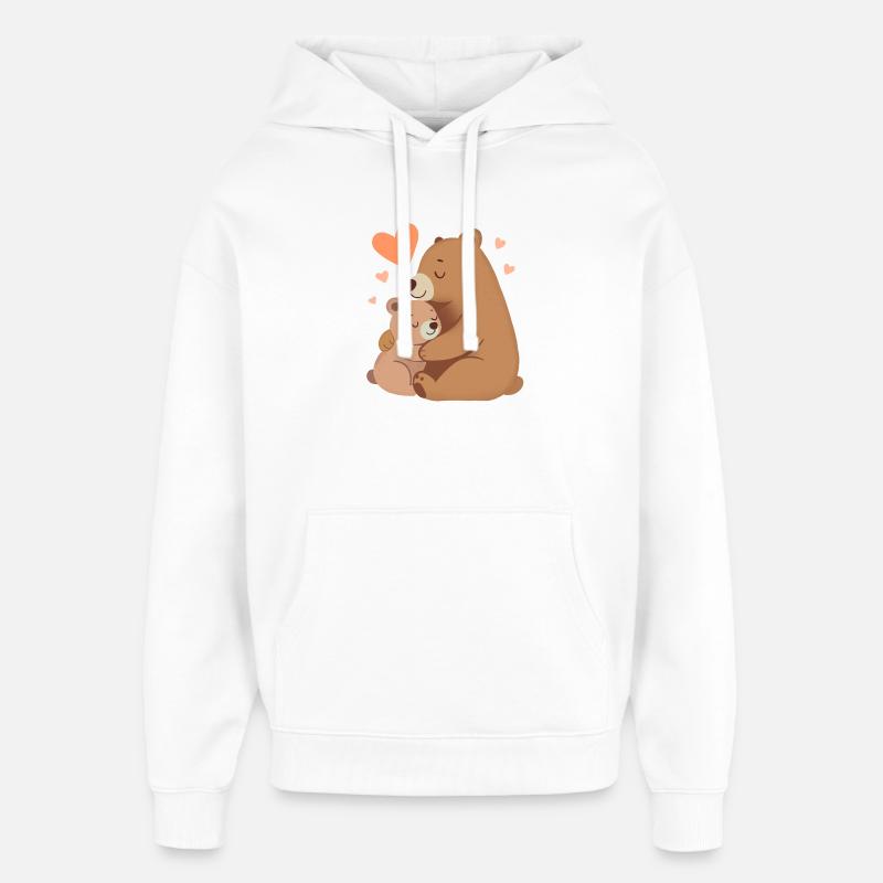 Maman Ours et Bébé Ours - Sweat à capuche unisexe Stanley/Stella Oversized - blanc