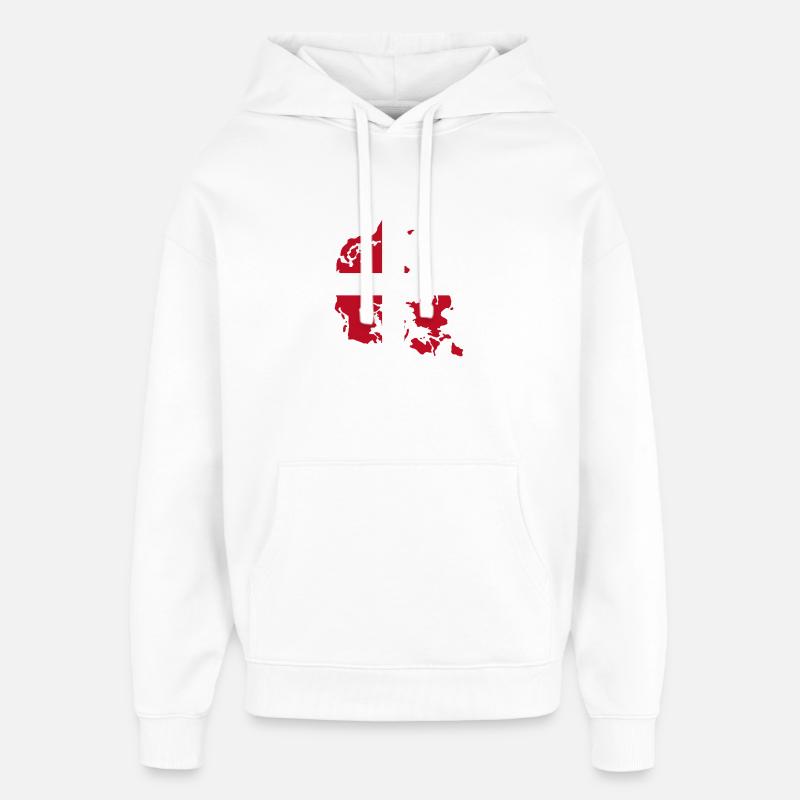 Denmark Flag Map - Oversized Unisex Hoodie by Stanley/Stella - white