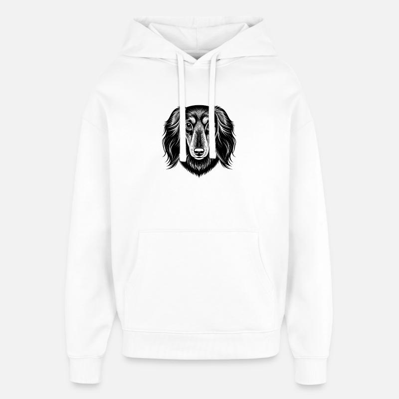 Teckel aux longs cheveux - Sweat à capuche unisexe Stanley/Stella Oversized - blanc