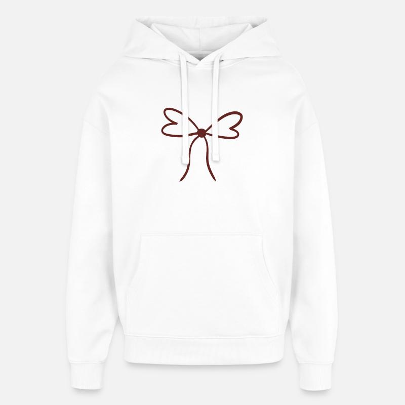 Handdrawn Ribbon Bow Illustration - Oversized Unisex Hoodie by Stanley/Stella - white