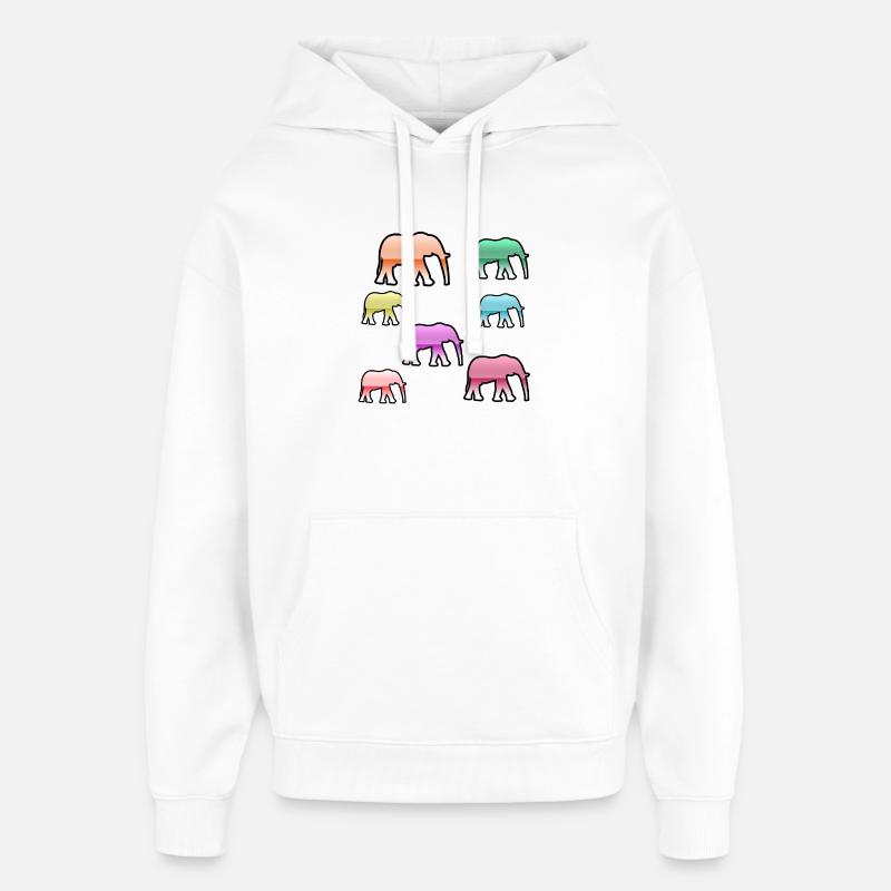Éléphants - Sweat à capuche unisexe Stanley/Stella Oversized - blanc