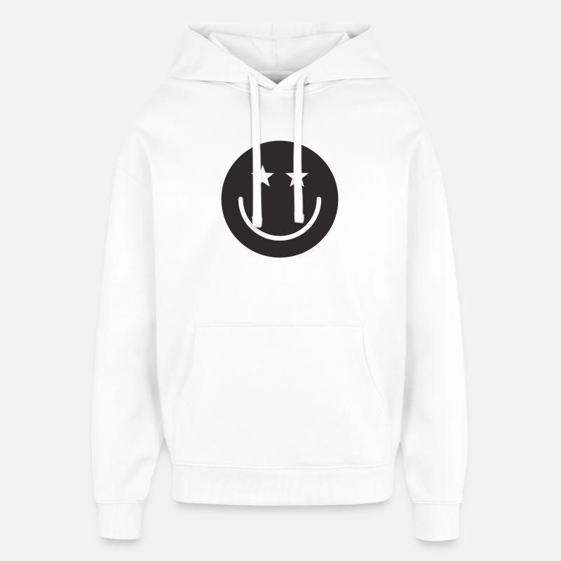 Smiley Design – Minimal & Positive - Oversized Unisex Hoodie by Stanley/Stella - white