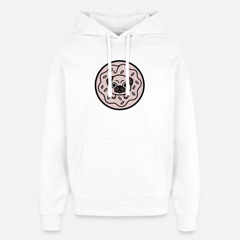 Mops Hund Donut Süßigkeiten - Oversized Unisex Hoodie von Stanley/Stella - Weiß