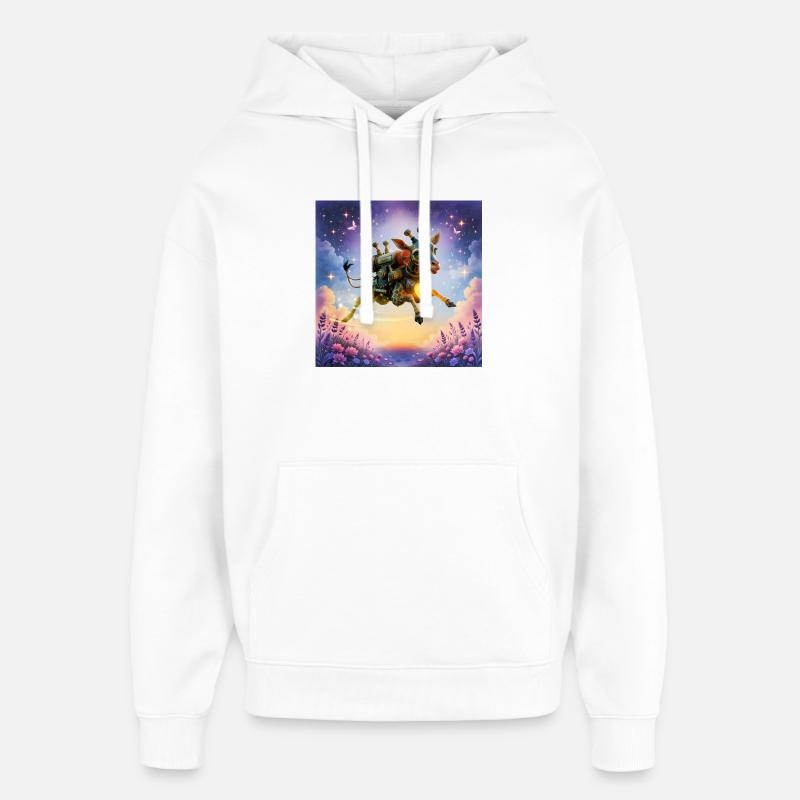 Rocket giraffe with heart - Oversized Unisex Hoodie by Stanley/Stella - white