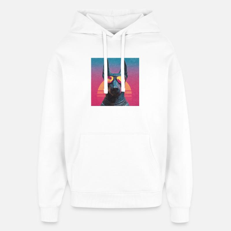 Anubis Synthwave - Dieu en vacances - Sweat à capuche unisexe Stanley/Stella Oversized - blanc