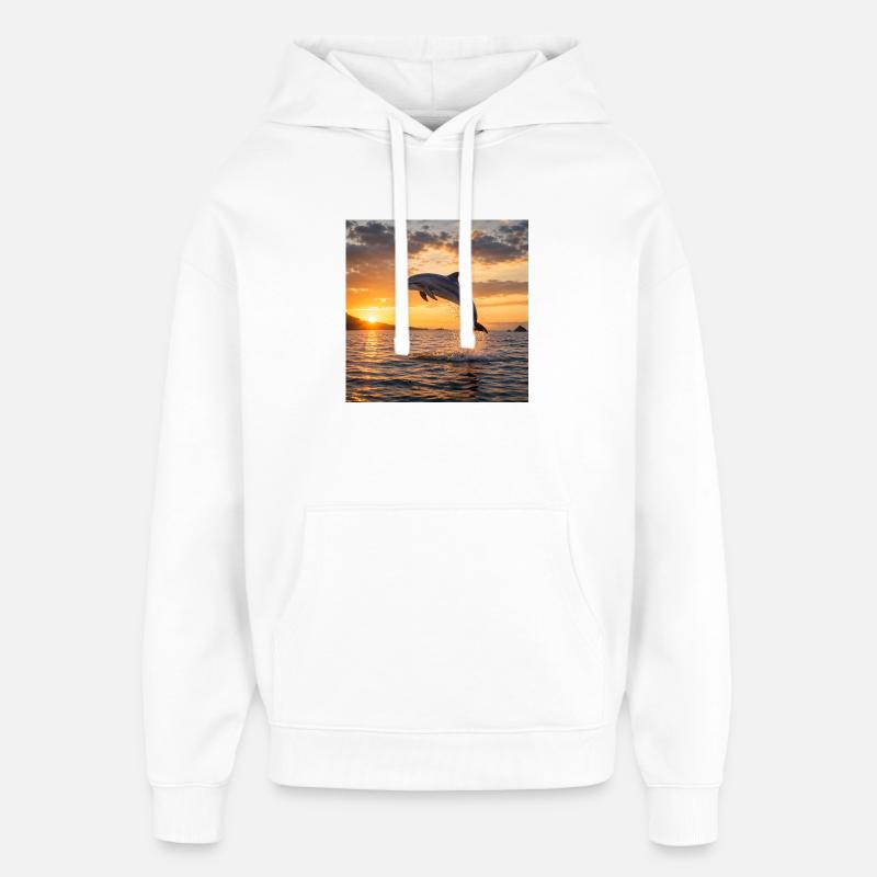 Dolphin at sunset - Oversized Unisex Hoodie by Stanley/Stella - white