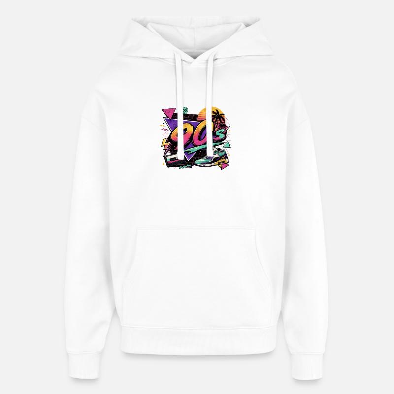 90er Neon Retro Sneaker Design - Oversized Unisex Hoodie von Stanley/Stella - Weiß