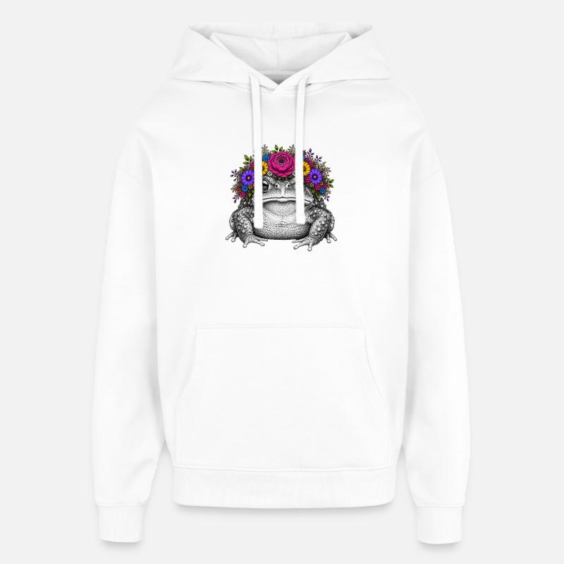 Kröte mit Blumenkrone - Oversized Unisex Hoodie von Stanley/Stella - Weiß