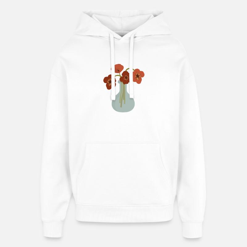 Vase de pavot rouge floral - Sweat à capuche unisexe Stanley/Stella Oversized - blanc