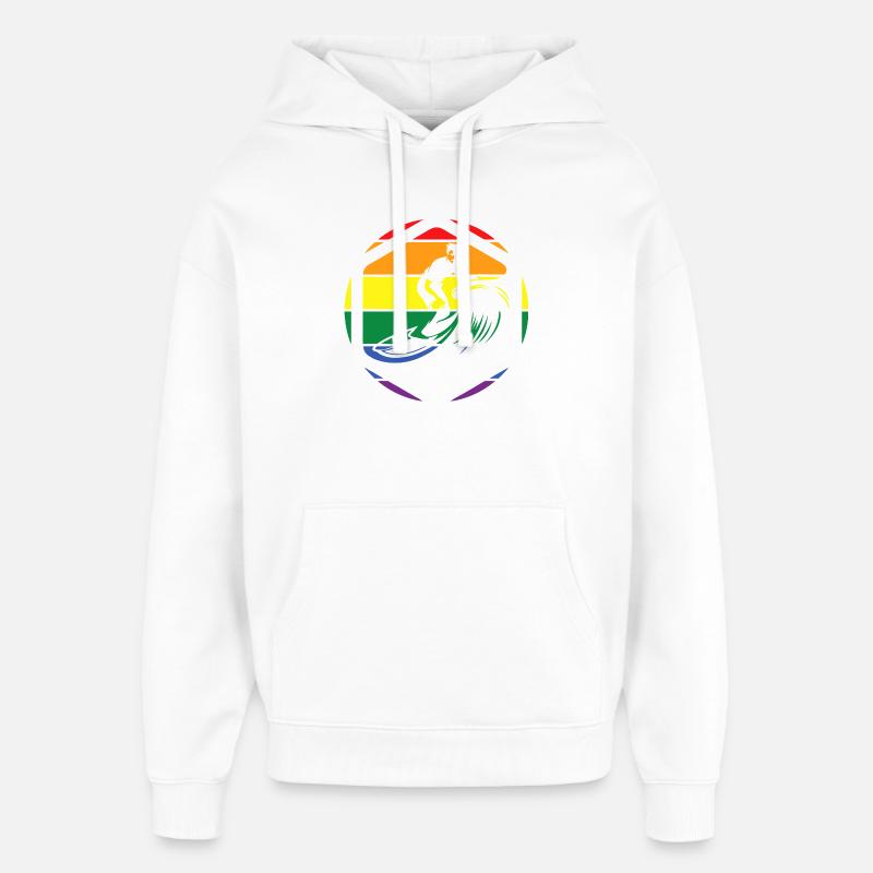 Rainbow Wave Surfer Circle - Oversized Unisex Hoodie von Stanley/Stella - Weiß