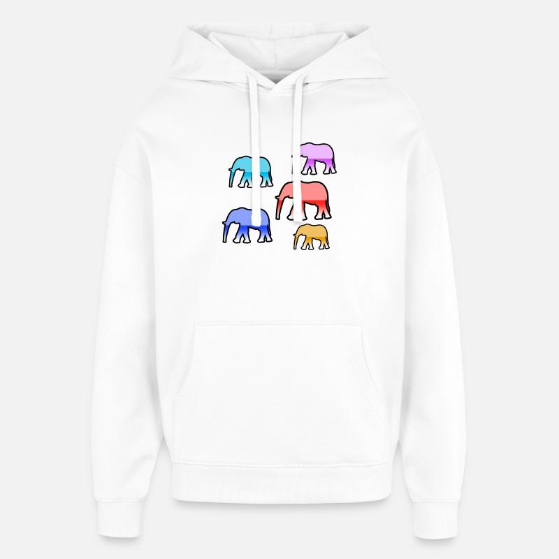 Éléphants - Sweat à capuche unisexe Stanley/Stella Oversized - blanc