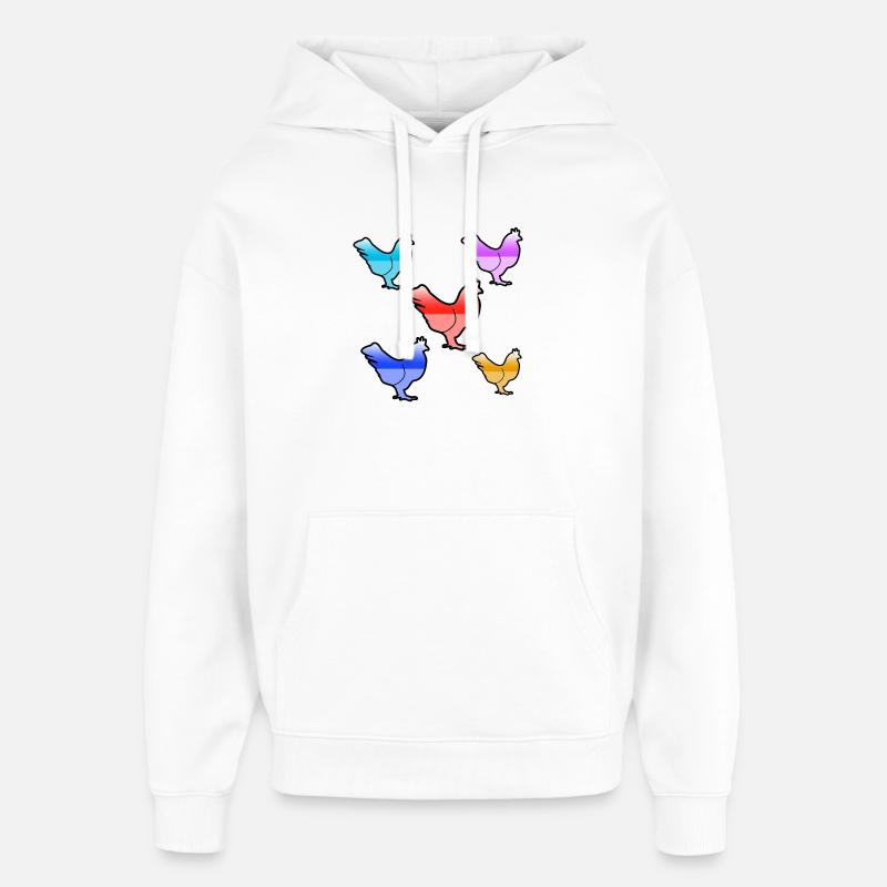 Poulets - Sweat à capuche unisexe Stanley/Stella Oversized - blanc
