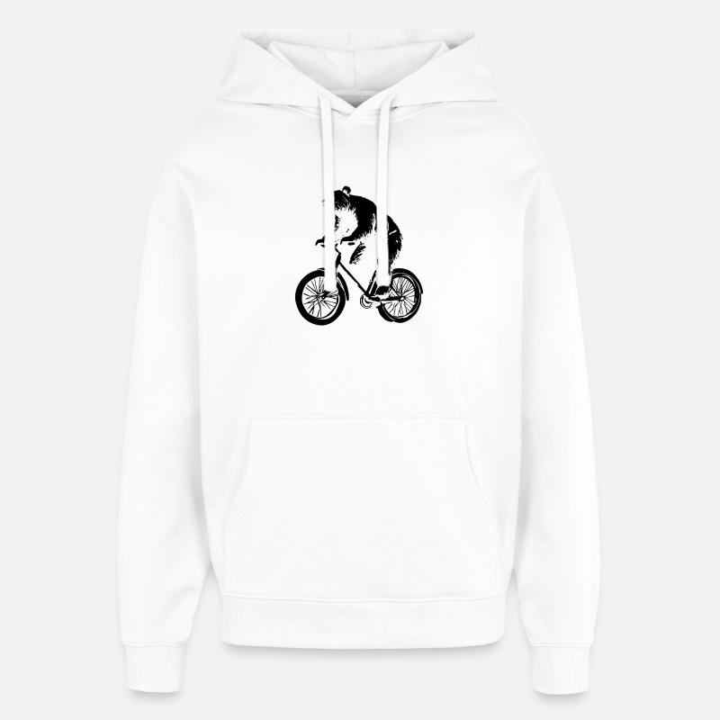 Bicycle Bear - Oversized Unisex Hoodie by Stanley/Stella - white