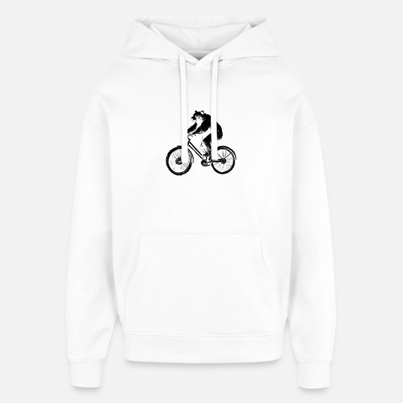 Bicycle Bear - Oversized Unisex Hoodie by Stanley/Stella - white