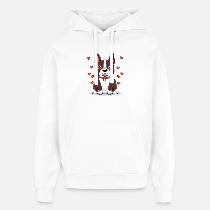 Boston Terrier (bande dessinée) - Sweat à capuche unisexe Stanley/Stella Oversized - blanc
