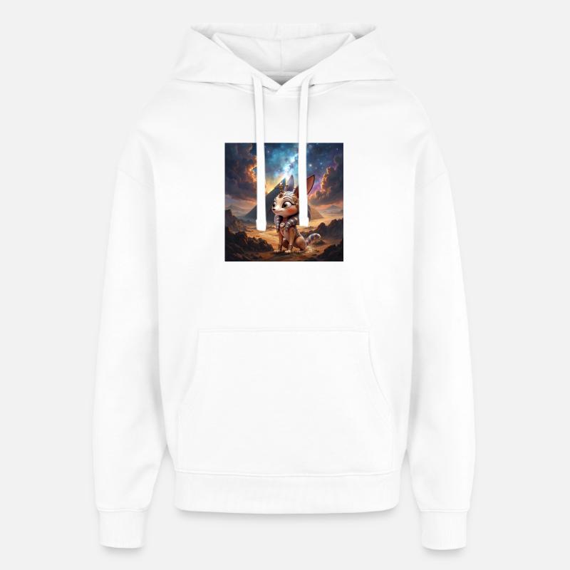 Pharaoh cat in stellar desert - Oversized Unisex Hoodie by Stanley/Stella - white