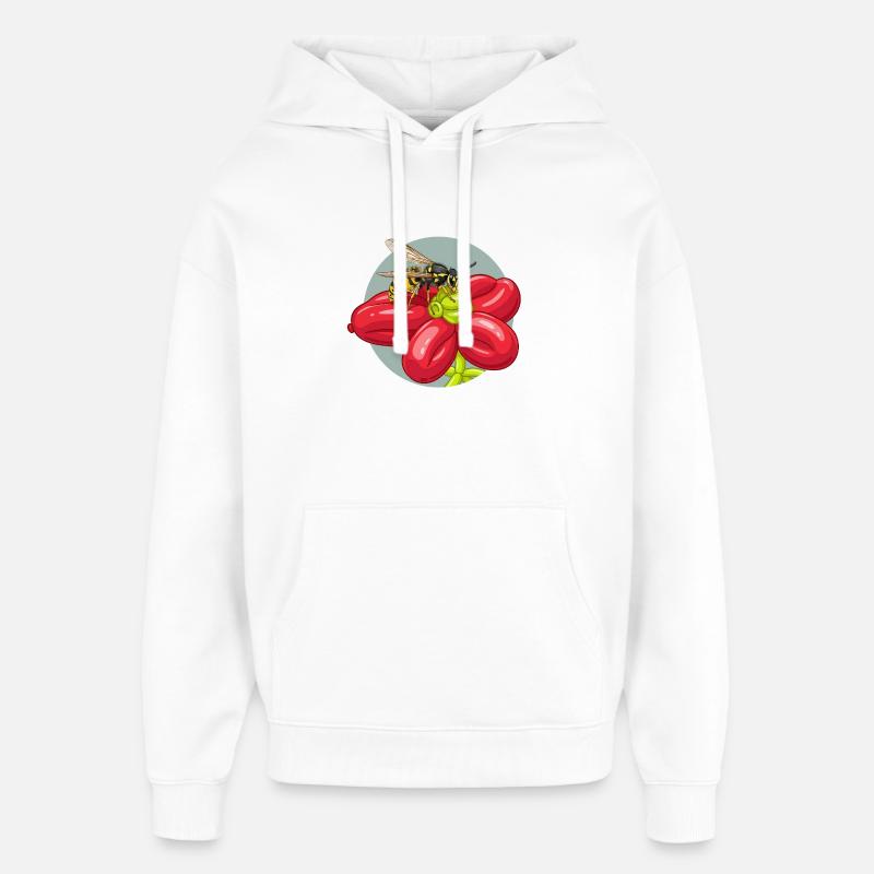 Ballon des Abeilles Fleurs Rouges - Sweat à capuche unisexe Stanley/Stella Oversized - blanc