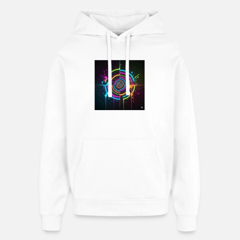 Éclaboussure de cercle néon - Sweat à capuche unisexe Stanley/Stella Oversized - blanc