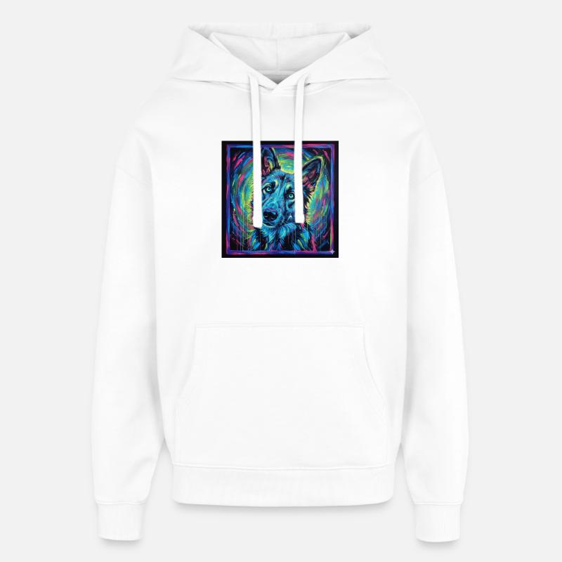 Regard de loup néon - Sweat à capuche unisexe Stanley/Stella Oversized - blanc