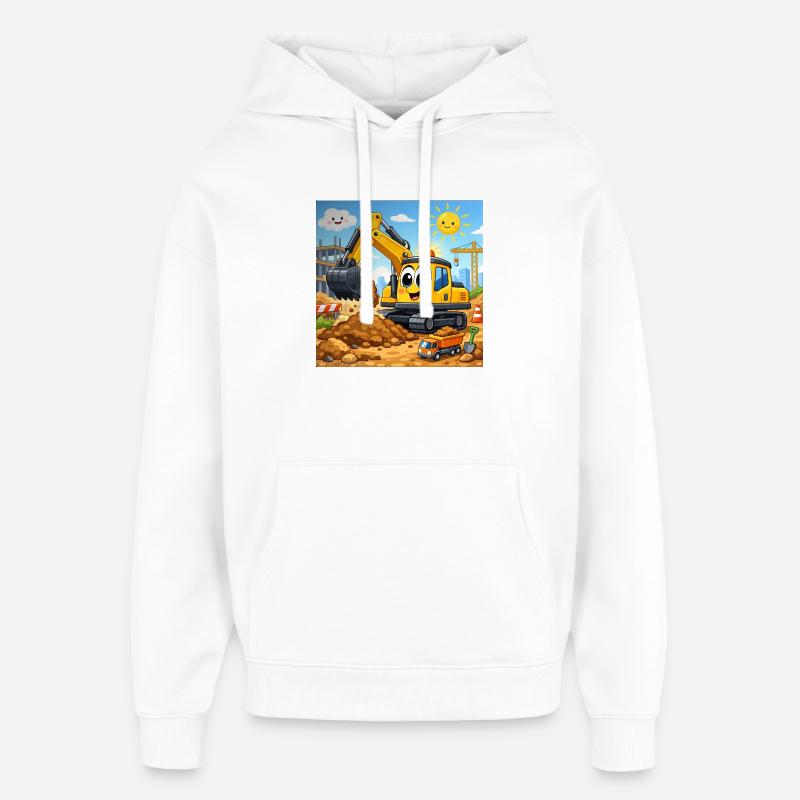 Fröhlicher Baubagger  - Oversized Unisex Hoodie von Stanley/Stella - Weiß