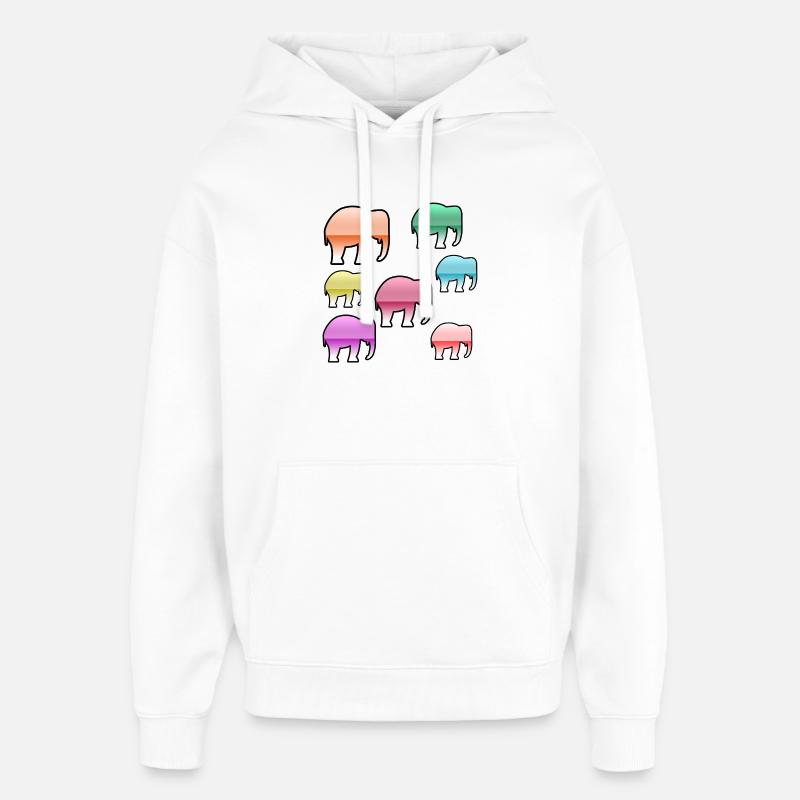 Elephants - Oversized Unisex Hoodie by Stanley/Stella - white