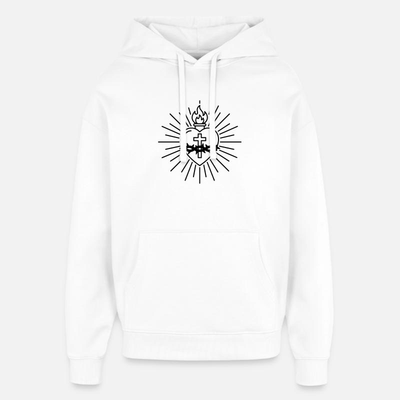 Tatouage du Sacré-Cœur - Sweat à capuche unisexe Stanley/Stella Oversized - blanc