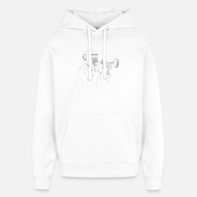 Jazz Animal Monkey Trompete - Oversized Unisex Hoodie von Stanley/Stella - Weiß