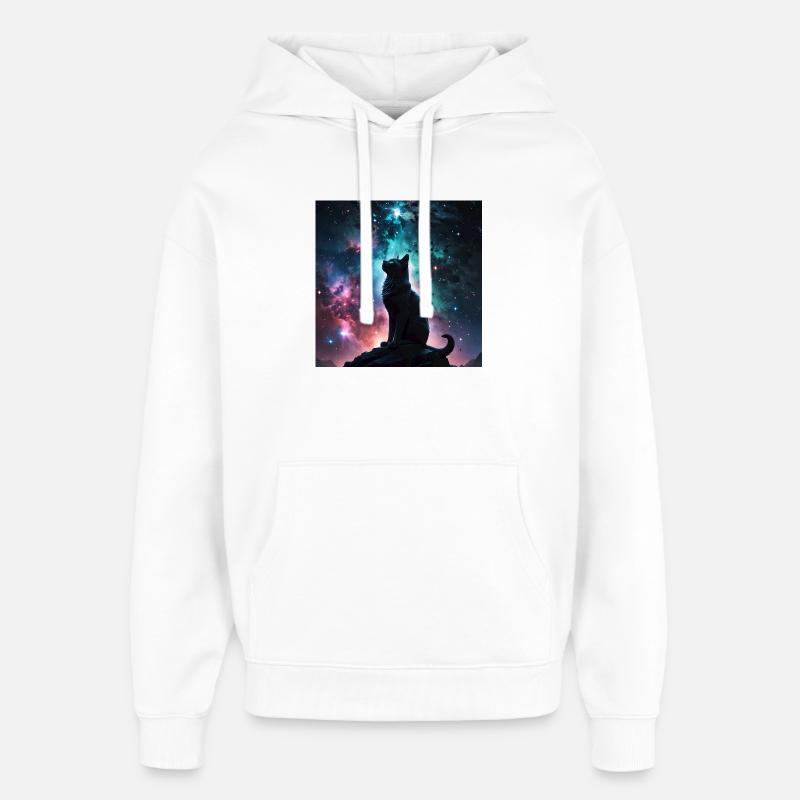 kosmische Katze - Oversized Unisex Hoodie von Stanley/Stella - Weiß