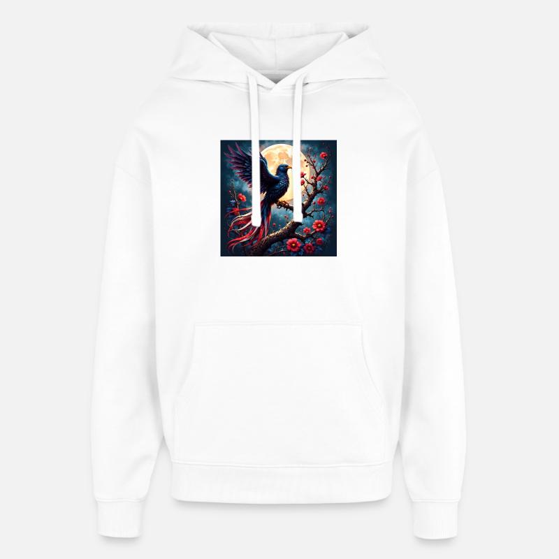 Blauer Phönix unter Vollmond - Oversized Unisex Hoodie von Stanley/Stella - Weiß