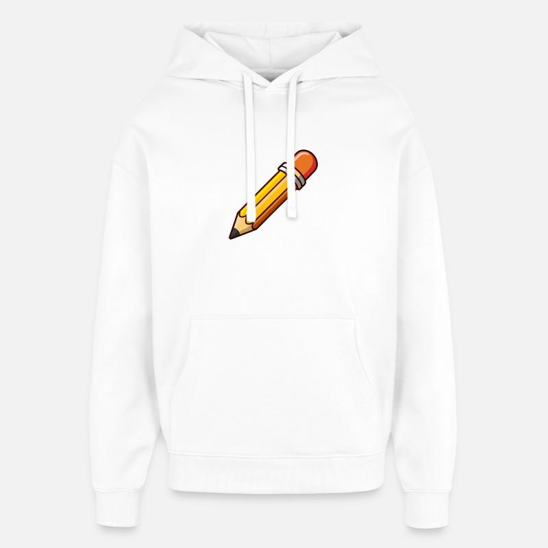 Clipart de dessin animé au crayon - Sweat à capuche unisexe Stanley/Stella Oversized - blanc