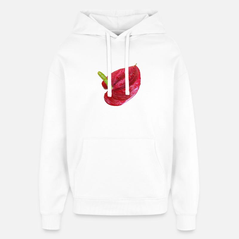 Vibrant_Red_Anthurium_Flower - Sweat à capuche unisexe Stanley/Stella Oversized - blanc