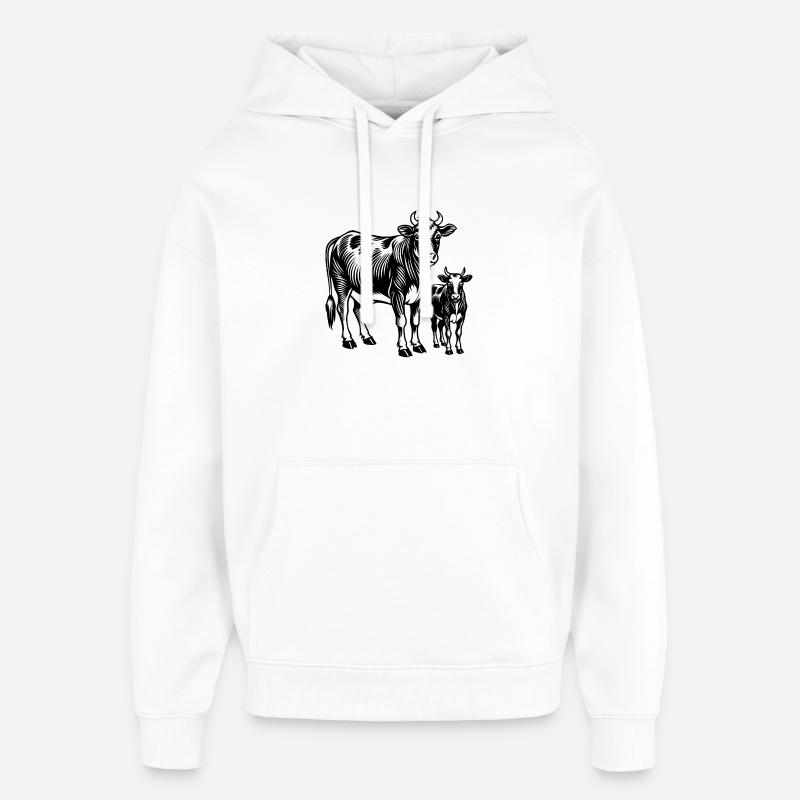 Vache et veau - Sweat à capuche unisexe Stanley/Stella Oversized - blanc