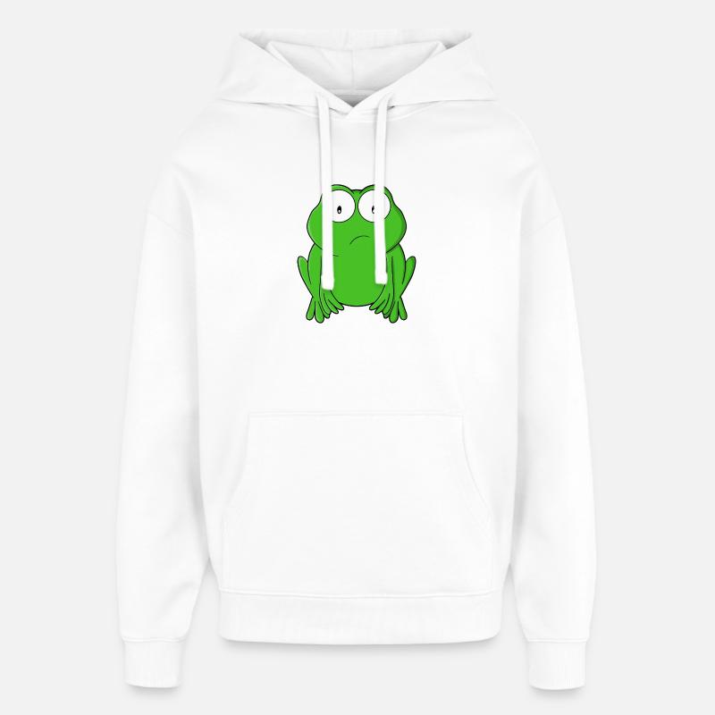 Grenouille émeraude aux yeux écarquillés - Sweat à capuche unisexe Stanley/Stella Oversized - blanc