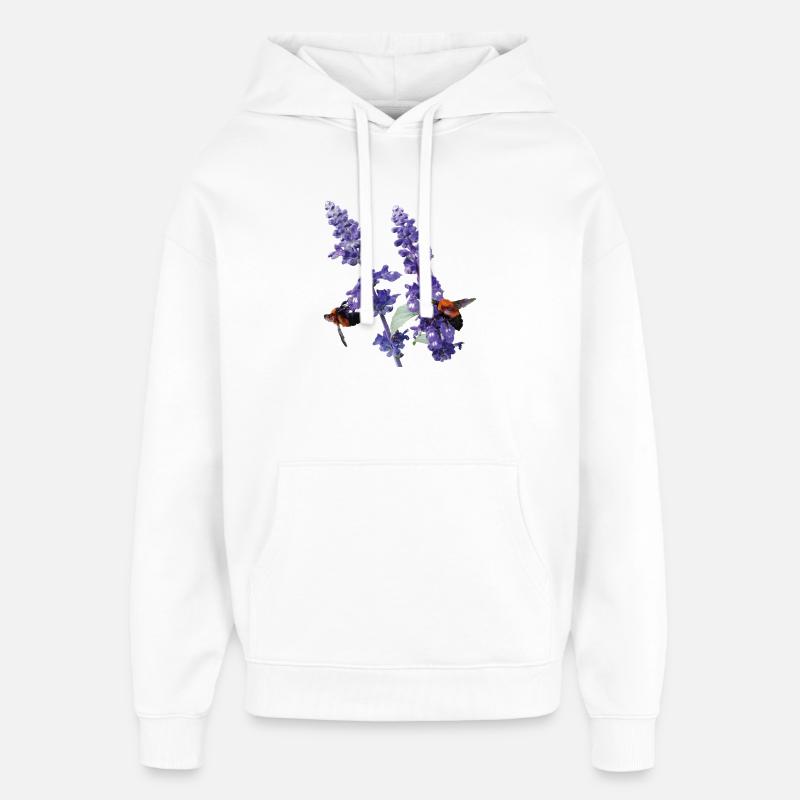 Vibrant_Salvia_Farinacea_-_Bumblebees - Sweat à capuche unisexe Stanley/Stella Oversized - blanc