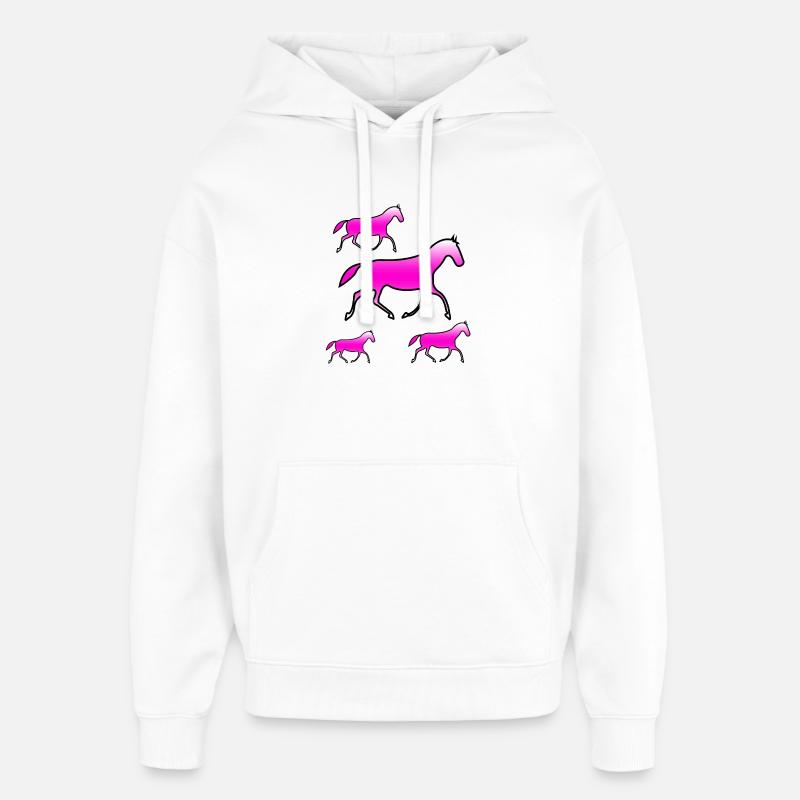 Chevaux - Sweat à capuche unisexe Stanley/Stella Oversized - blanc