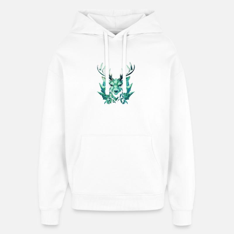 Cerf de cristal géométrique - Sweat à capuche unisexe Stanley/Stella Oversized - blanc