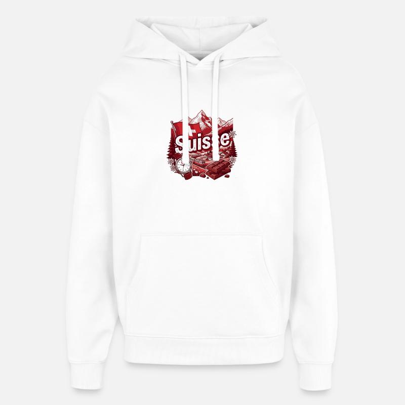 Suisse Suisse Suisse  - Sweat à capuche unisexe Stanley/Stella Oversized - blanc