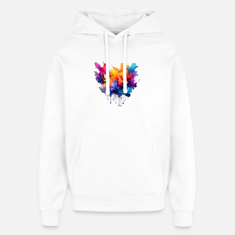 Farbexplosion Farbfluss - Oversized Unisex Hoodie von Stanley/Stella - Weiß