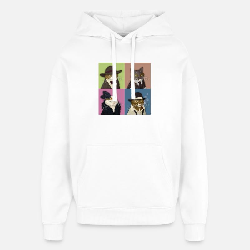 Dapper Cats Quartett - Oversized Unisex Hoodie von Stanley/Stella - Weiß