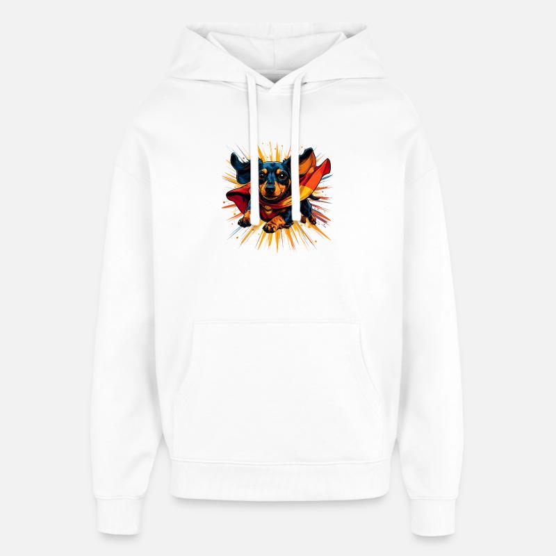 Cape teckel de super-héros - Sweat à capuche unisexe Stanley/Stella Oversized - blanc